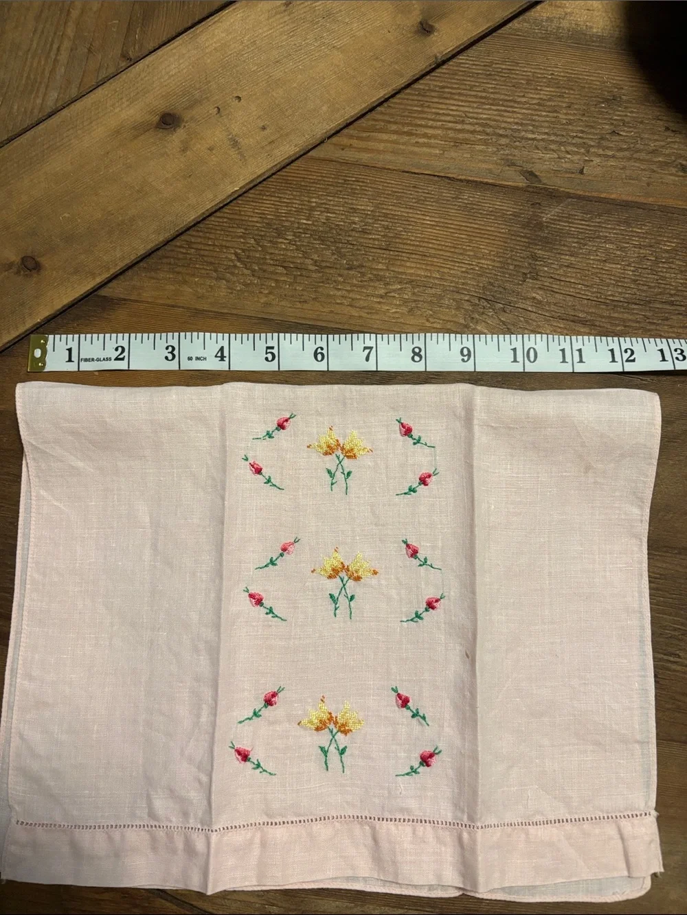 Vintage pink embroidered tea towels